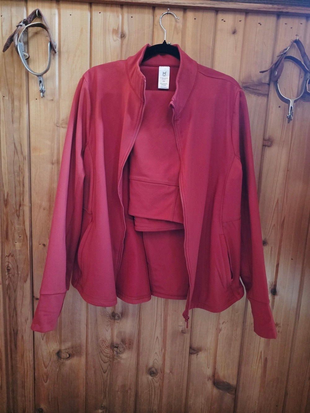 Women's Zip-Front Rust Red Jacket and Leggings Set NWOT